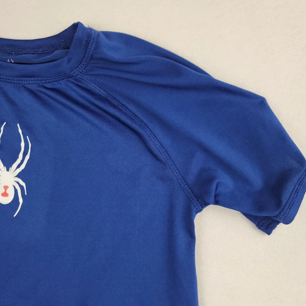 Spyder Swim Kids Blue Short Sleeve Rash Guard Shirt Size S 7/8 1368843
